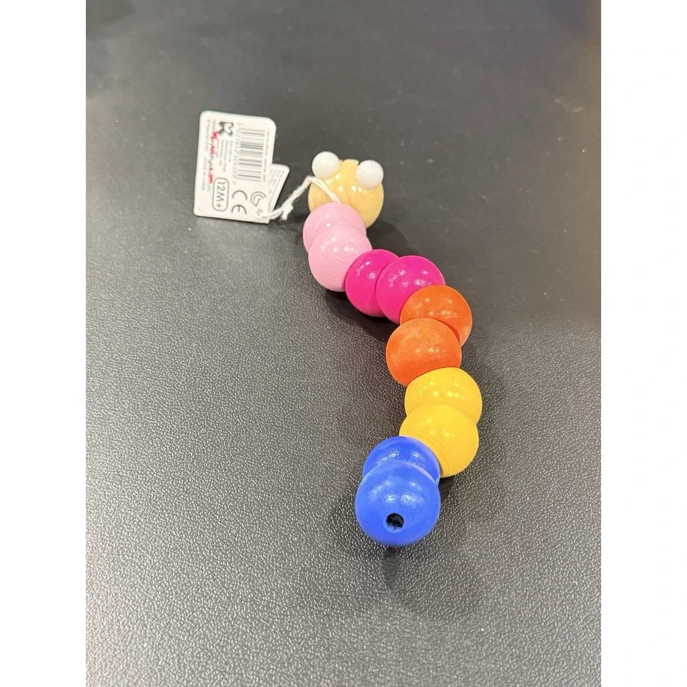 Woody The Worm Majic Brand Bendy Wooden Caterpillar Toy 2inX6.5in. NWT